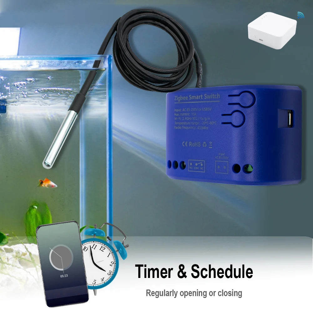 Tuya Zigbee Temperature Sensor WiFi Smart Temperature Switch with 16A 2000W Thermostat Data Monitoring Alexa Compatible