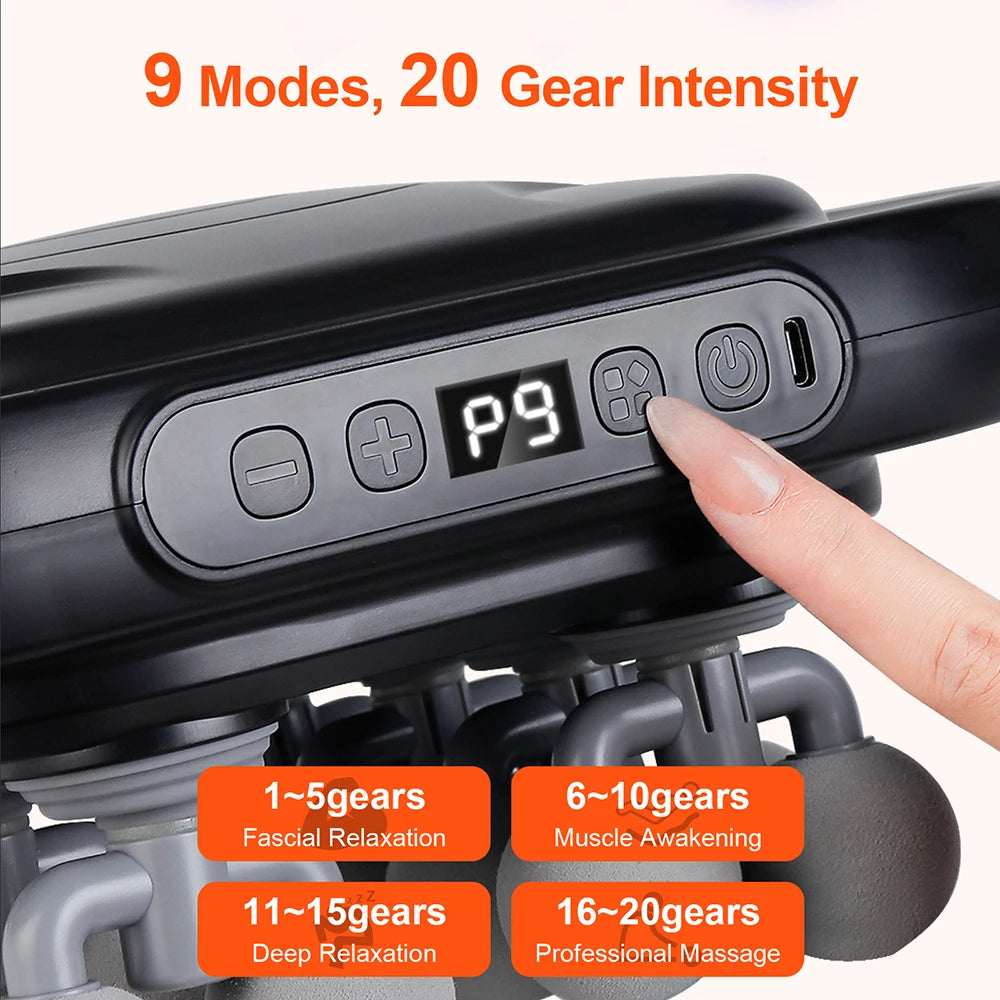 Fascia Massage Gun: 16-Head Electric Deep Tissue Recovery Device Back Massage Instrument Tidesmit
