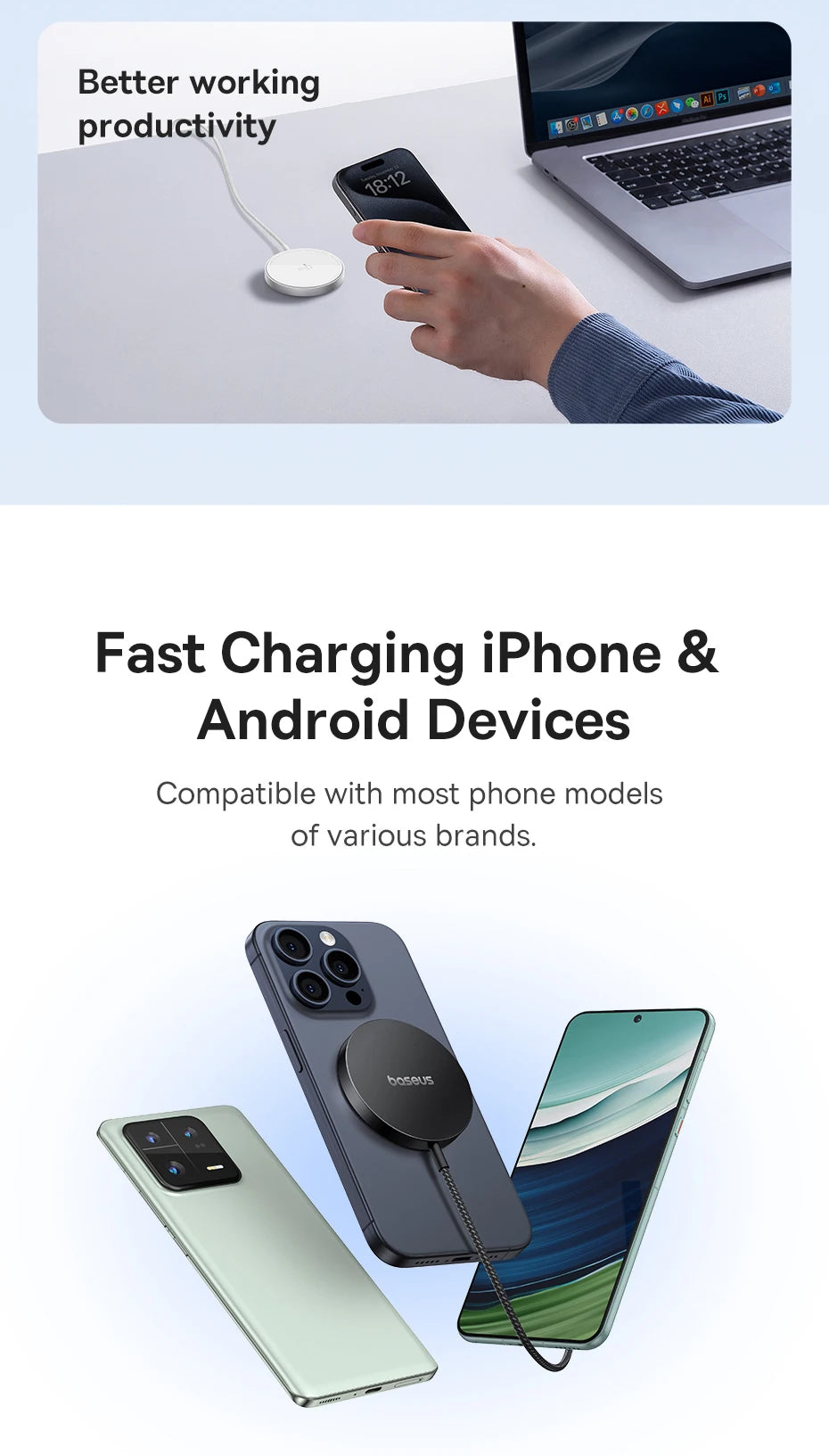 15W MagSafe Compatible Wireless Charger for iPhone 16/15/14 Tidesmit