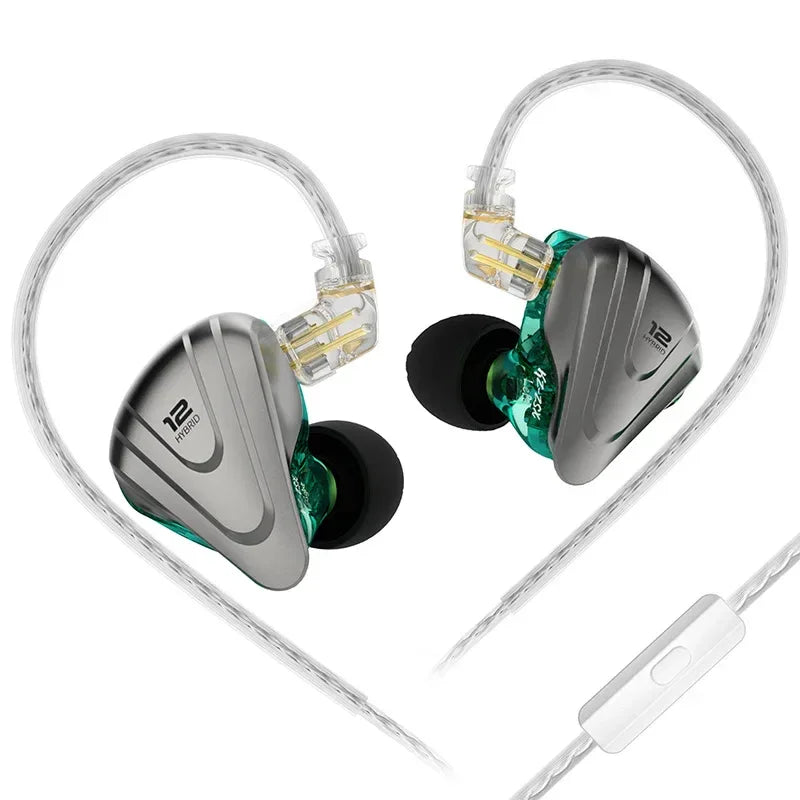 KZ ZSX 12-Driver Hybrid In-Ear Monitors by Tidesmit ZSX Cyan Mic China Mainland Tidesmit