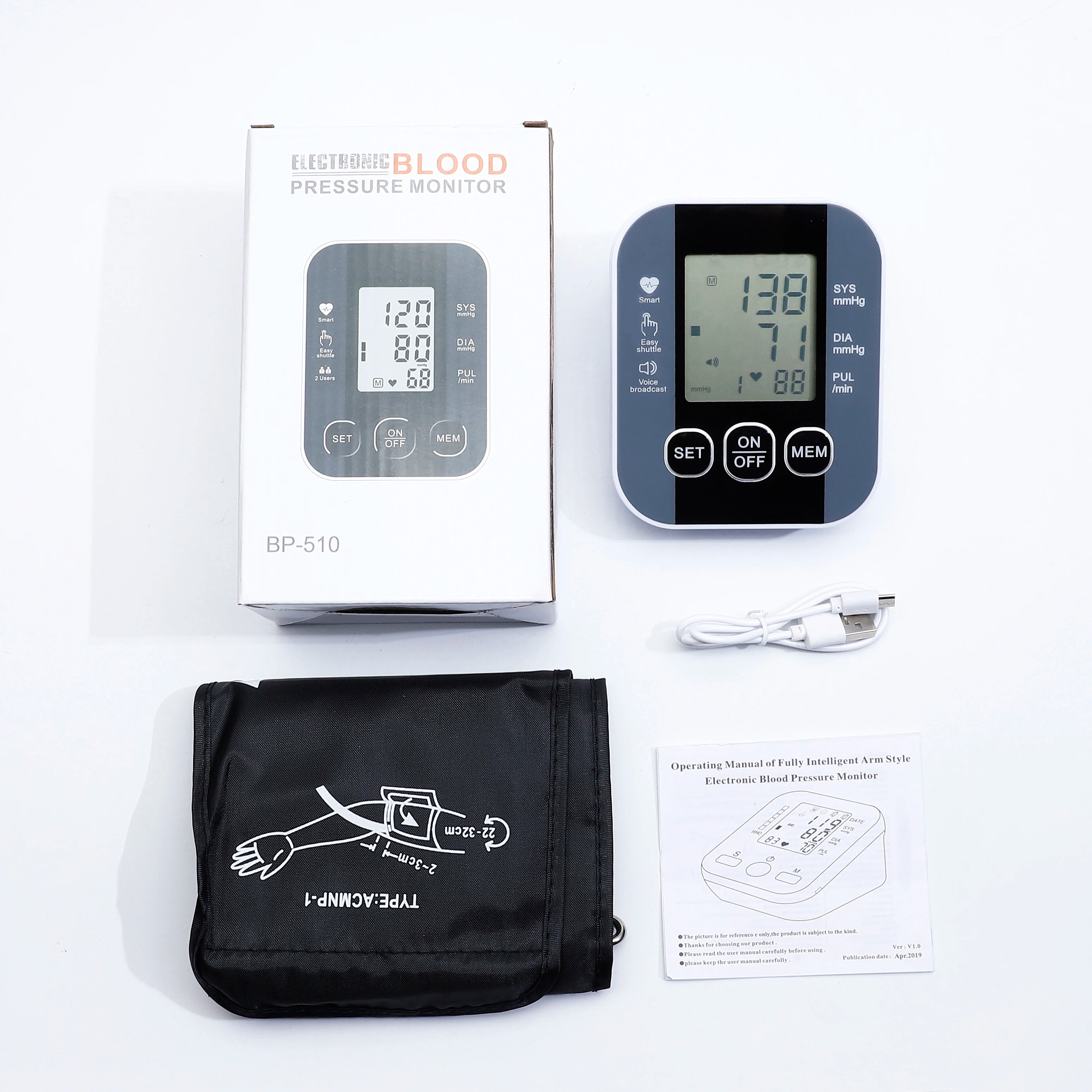 English Voice Digital LCD Tensiometers Blood Pressure Monitor Heart rate Meter Large Cuff Sphygmomanometer Portable Tonometer