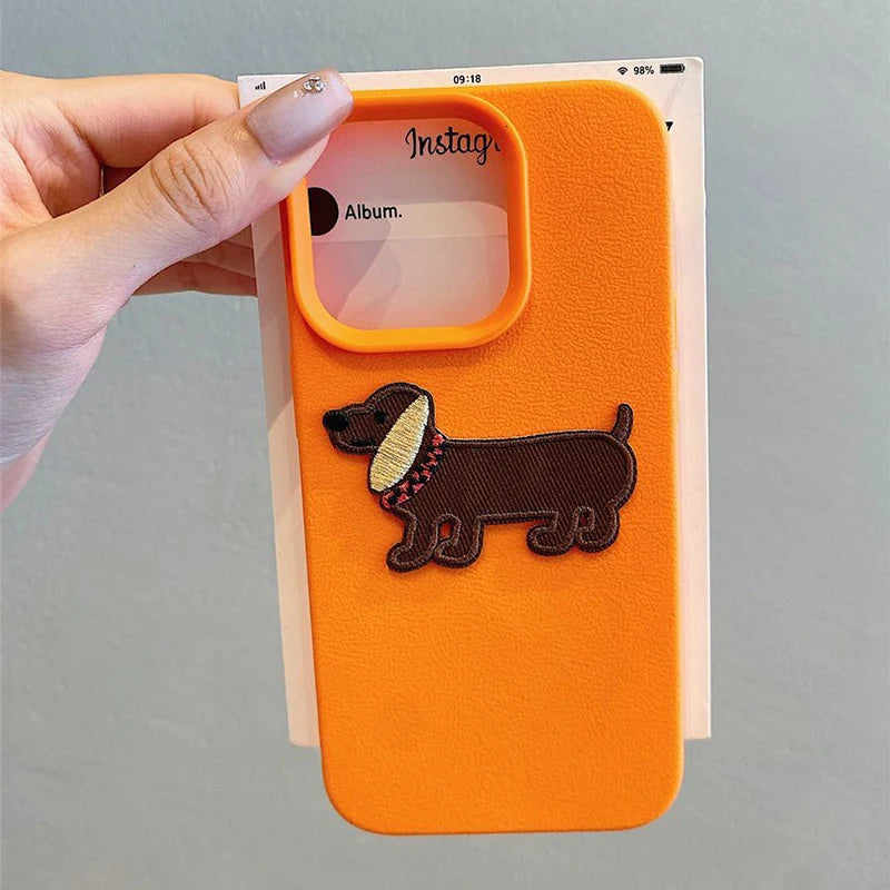 3D Cartoon Dog Phone Case - Shock-Absorbing Cover for iPhone Series Orange Tidesmit