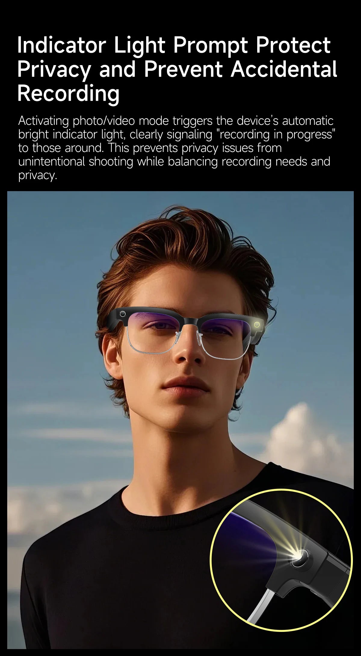 Smart Bluetooth Glasses with AI Camera and Live Translation - Tidesmit Tidesmit