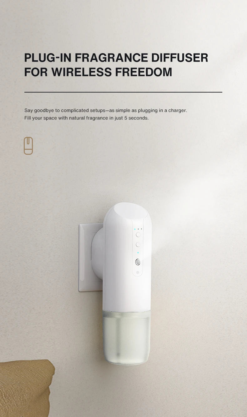 NAMSTE Wall Plug Aroma Diffuser Smart Bluetooth Control Fragrance Diffuser for Home Smell Air Freshener Automatic Spray Diffuser