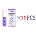 Ten 30ml bottles of SmilesBright White Refining Serum in purple and white packaging for teeth whitening.