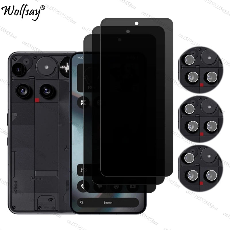 Privacy Screen Protector For Nothing Phone 3 Anti-Spy Tempered Glass For Nothing Phone 3 Camera Glass For Nothing Phone 3 Glass AE 3 Glass and 3 Lens Nothing Phone (3) Tidesmit