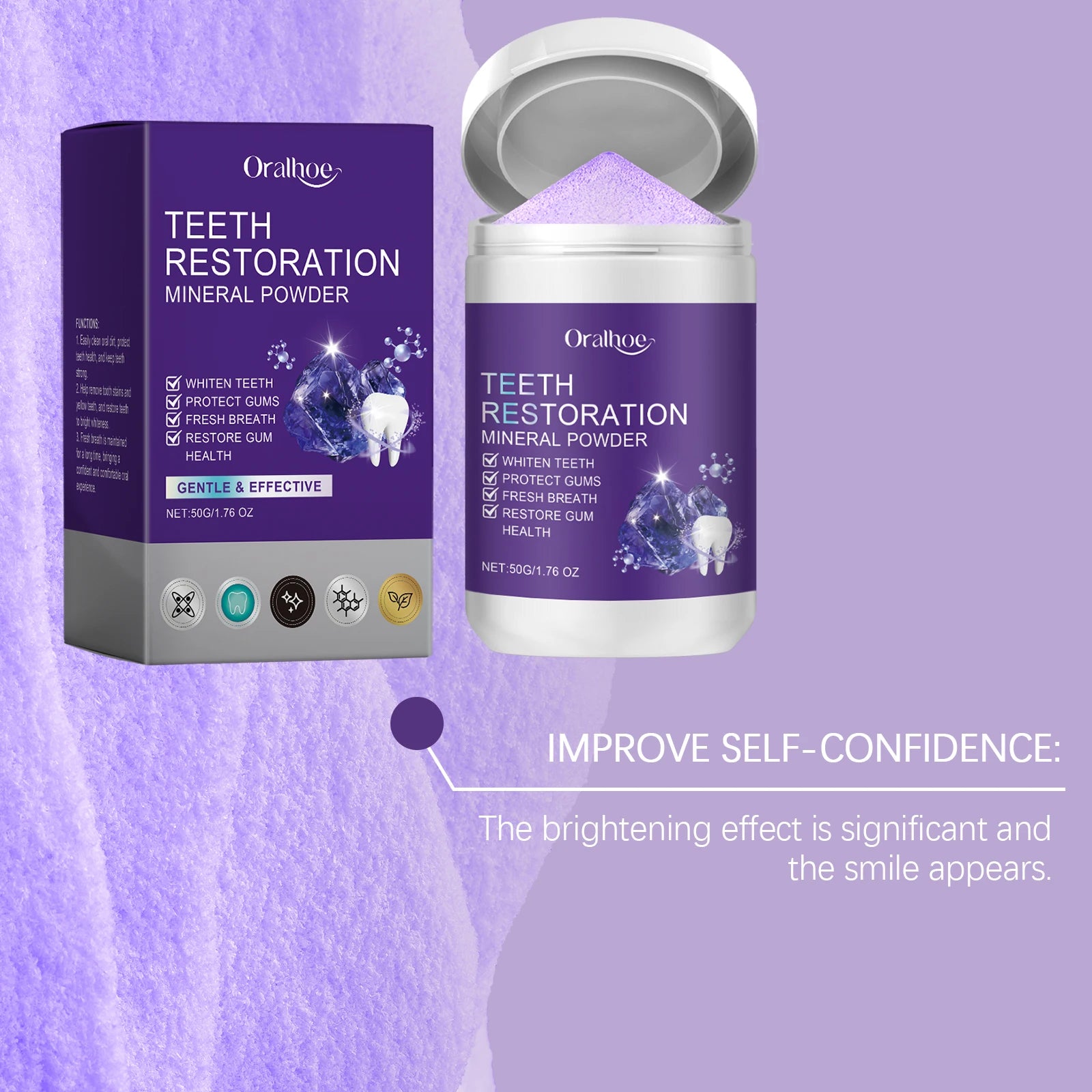 Tidesmit teeth restoration mineral powder for professional teeth whitening stain removal and fresh breath