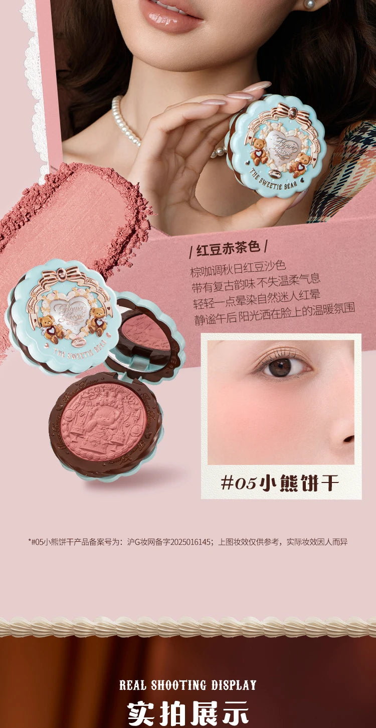Tidesmit Flower Knows Sweetie Bear Silk Satin matte blush powder for natural cheek contouring and face makeup