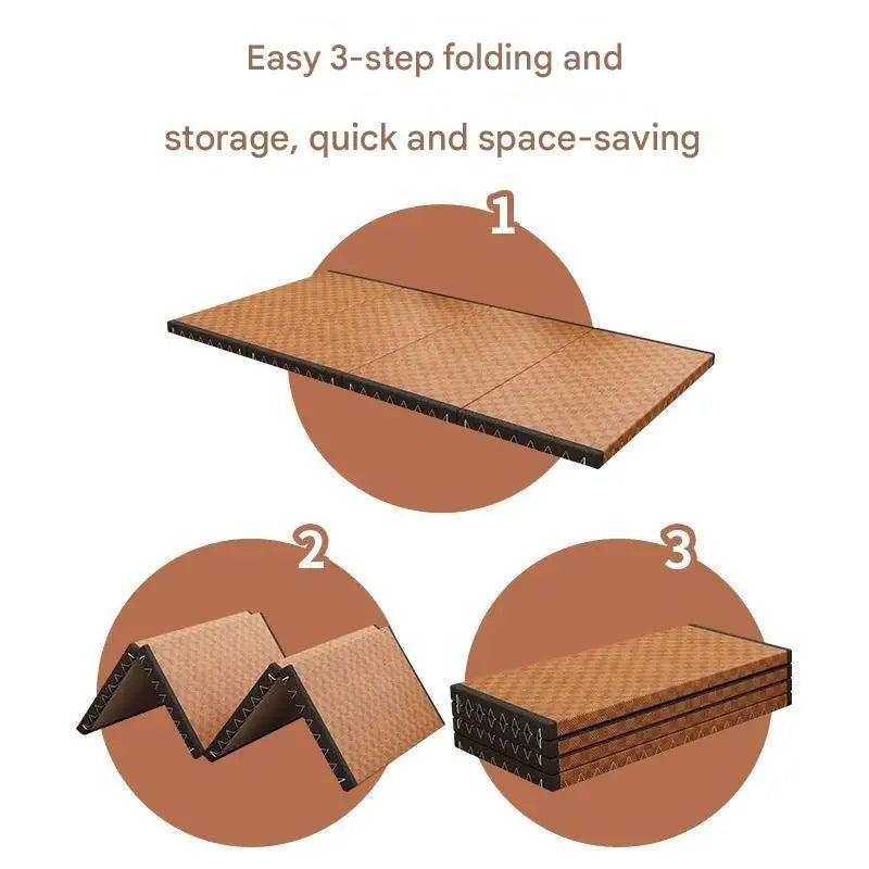 3cm/5cm Thick Japanese Style Folding Tatami Mattress with Artificial Rattan Surface Coir Core for Yoga Meditation Cooling Mat