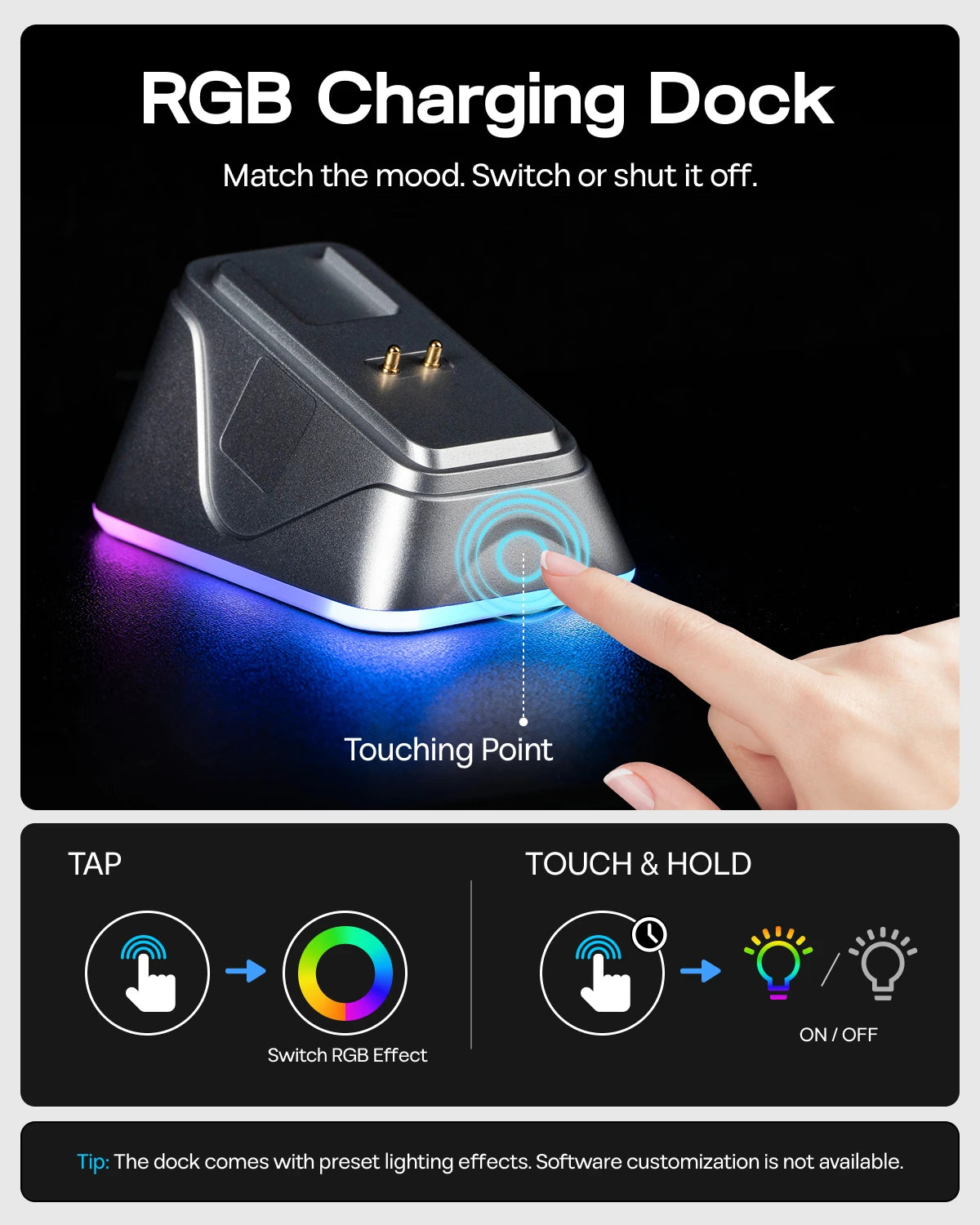 EPOMAKER NEX Pro Tri-mode Wireless Ergonomic Gaming Mouse PixArt PAW3950 Sensor with RGB Charging Dock & 8000Hz Polling/42K DPI