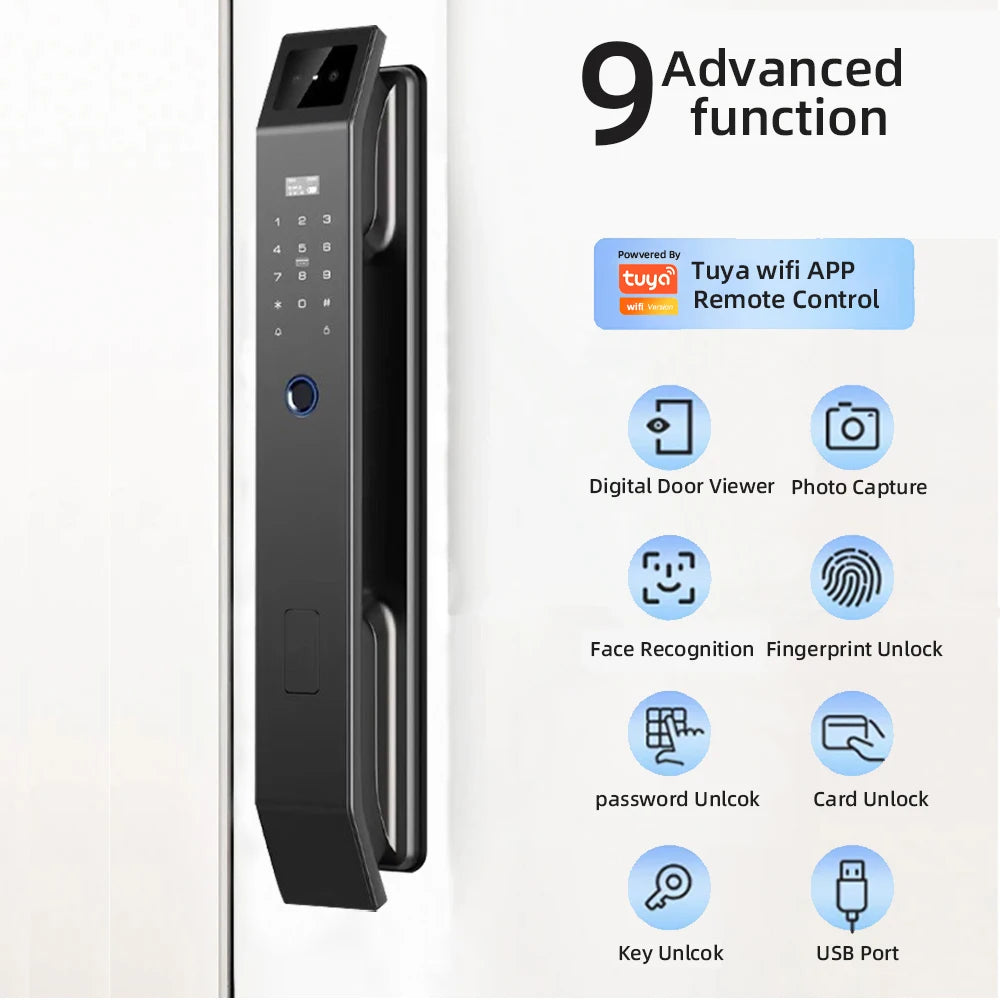 RAYKUBE DF14 Tuya WiFi 3D Face Recognition Digital Fingerprint Lock With Two-way Audio WiFi Camera Video Call APP Remote Unlock