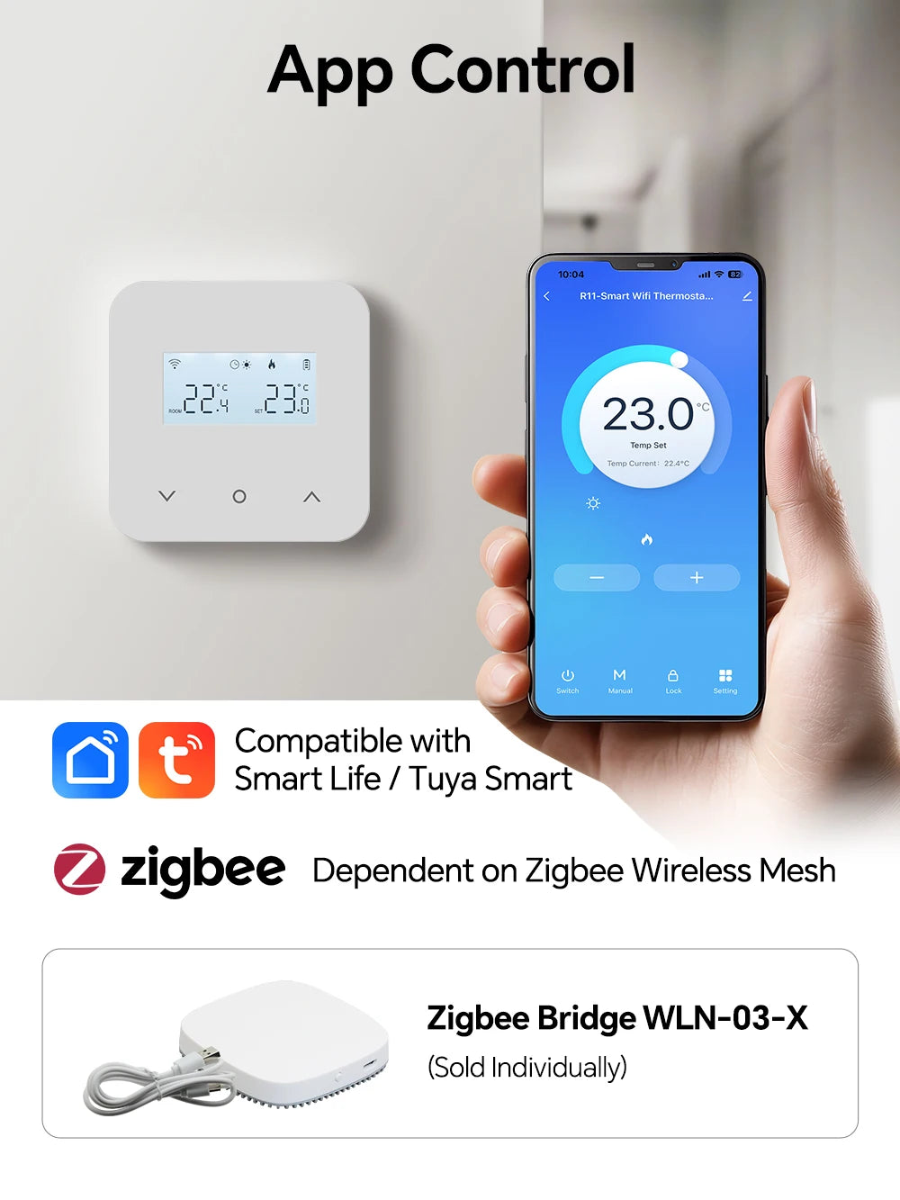 WiFi/Zigbee Thermostat for Boiler Smart Tuya Programmable Heating/Cooling Temperature Controller Alexa Google Home