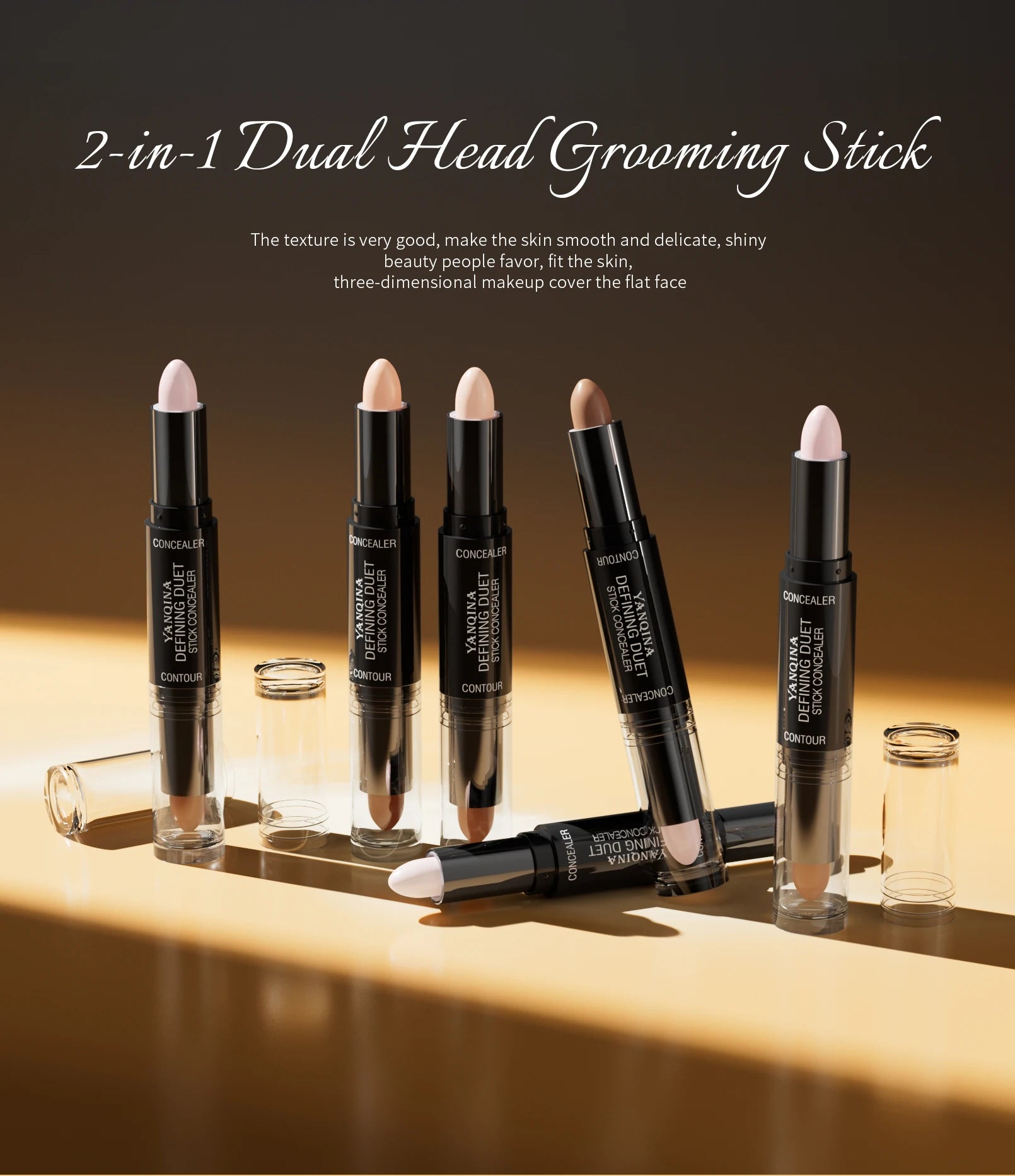 Tidesmit Contour Stick Duo waterproof highlight and shadow cream texture close-up for natural finish face makeup