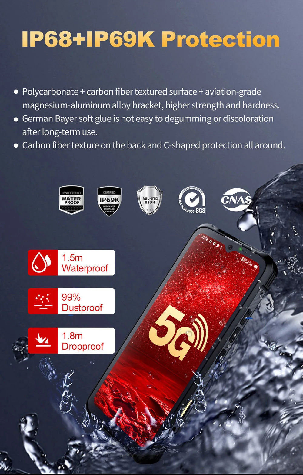 CONQUEST 5G Smartphone Network108MP Camera 12GB 512GB 66W Thermal Imaging  IP68 Waterproof NFC