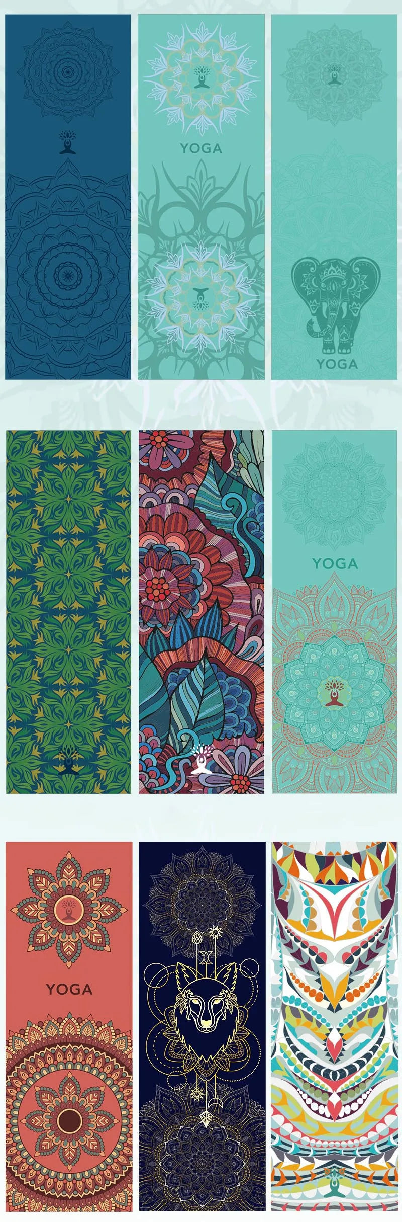 185*63cm Fleece Printed Yoga Towel Sweat Absorbent Non-Slip Cloth Fitness Mat Cover Ultra-thin Folding Cushion Exercise Pilates