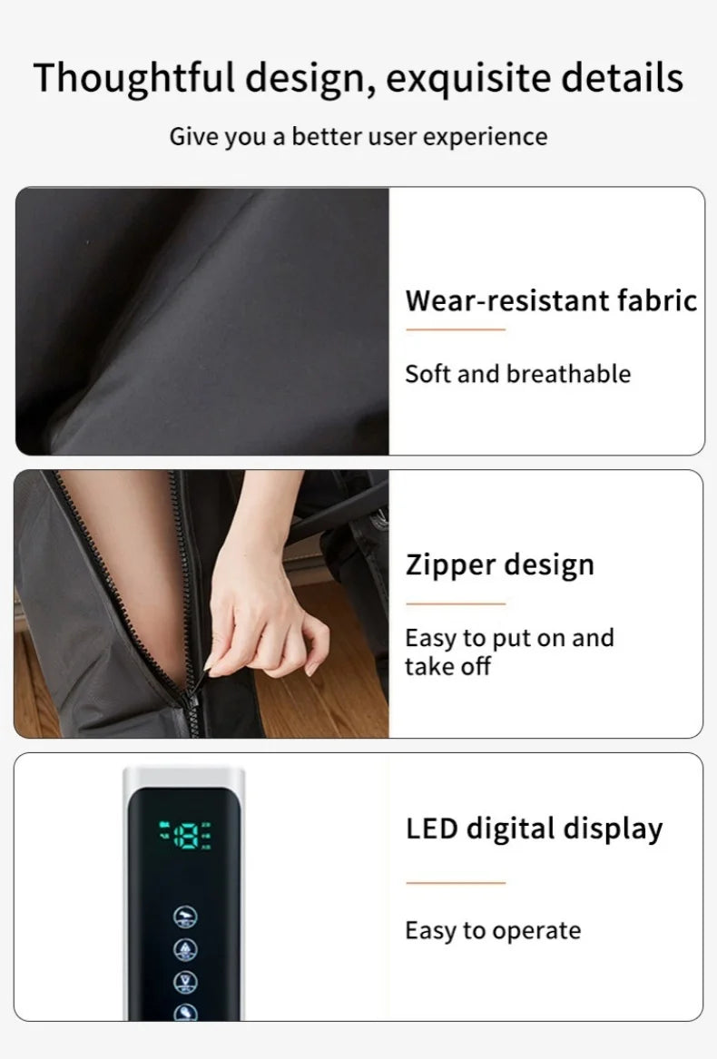 Air Pressure Leg Massager with Heat Therapy & Deep Tissue Relief Back Massage Instrument Tidesmit