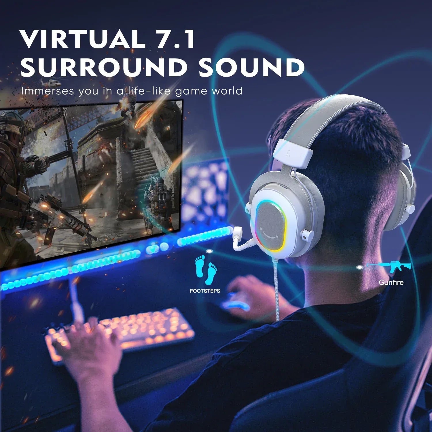 7.1 Surround Sound RGB Gaming Headset with Microphone - Tidesmit Tidesmit