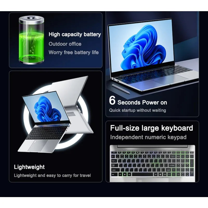 Trendy Original Gaming Laptop 14.1" 120Hz Ultra-clear FHD IPS Screen Intel N95 5000mAh 32GB/2TB SSD Backlit Keyboard