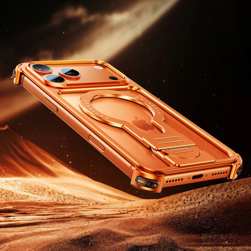 iPhone 17 Pro Max Metal Case with 360 Kickstand - Orange Tidesmit Tidesmit