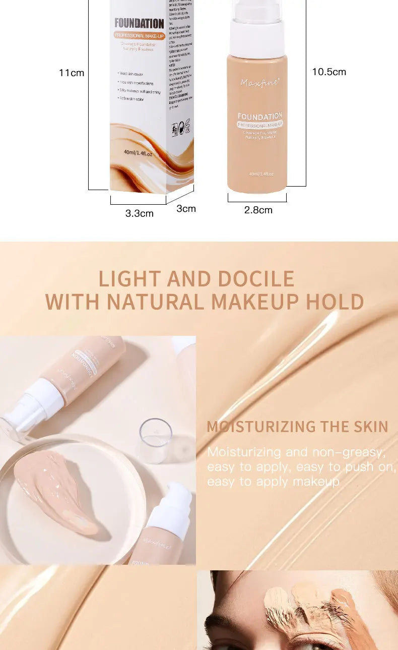 Tidesmit 12 color liquid foundation texture close-up showing long lasting moisturizing high coverage face makeup