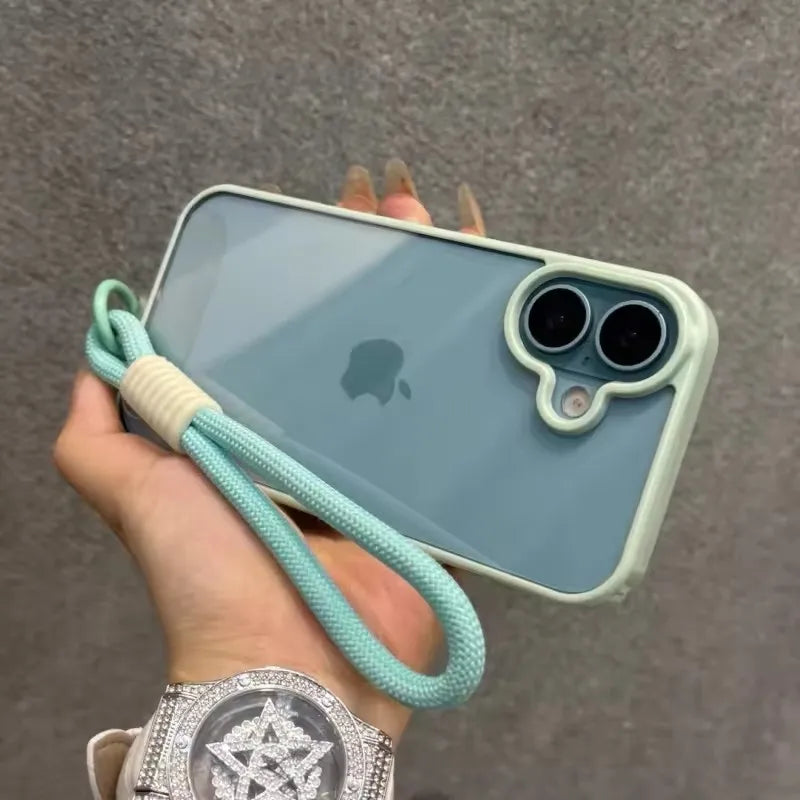 iPhone 16 Shockproof Case with Lanyard - Clear Slim Fit Acrylic Bumper Tidesmit