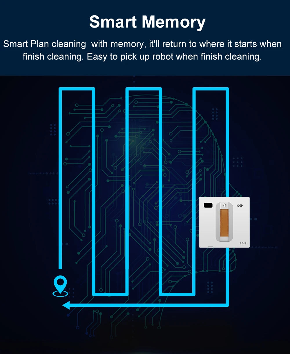 Tidesmit ABIR WD8 window vacuum robot showing dual ultrasonic spray nozzles and laser navigation for glass cleaning