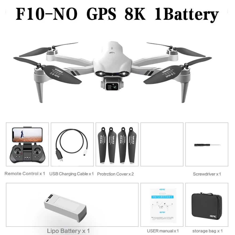 F10 GPS Camera Drone with 8K Dual Lens - Foldable Brushless Design F10-8K-1B-bag Tidesmit