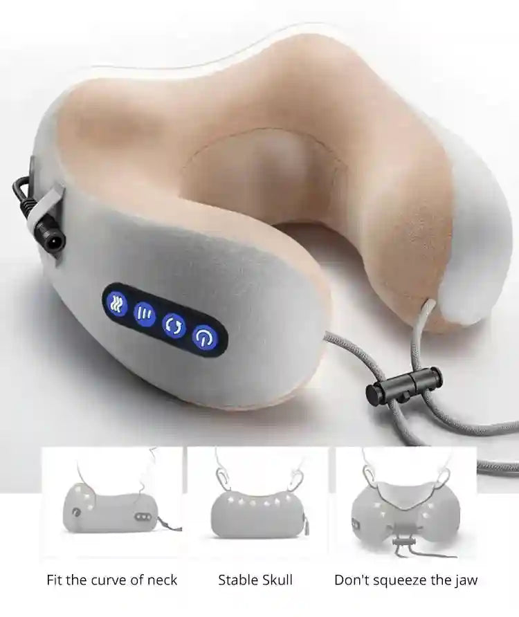 Portable Neck Massager Pillow | U-Shaped Cervical Support with Heat Massage Roller Tidesmit
