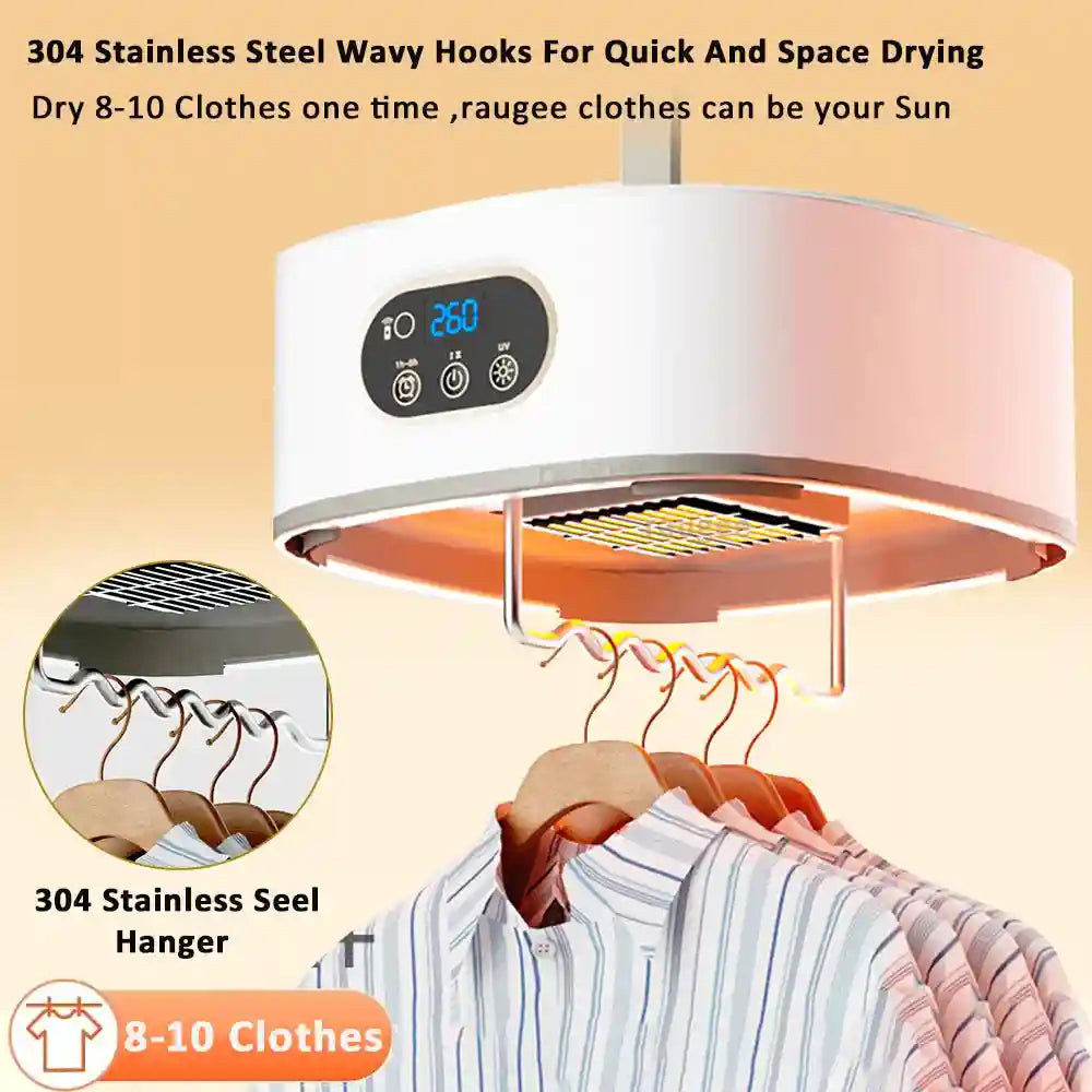 Tidesmit portable electric clothes dryer featuring a compact foldable design and remote control for laundry drying
