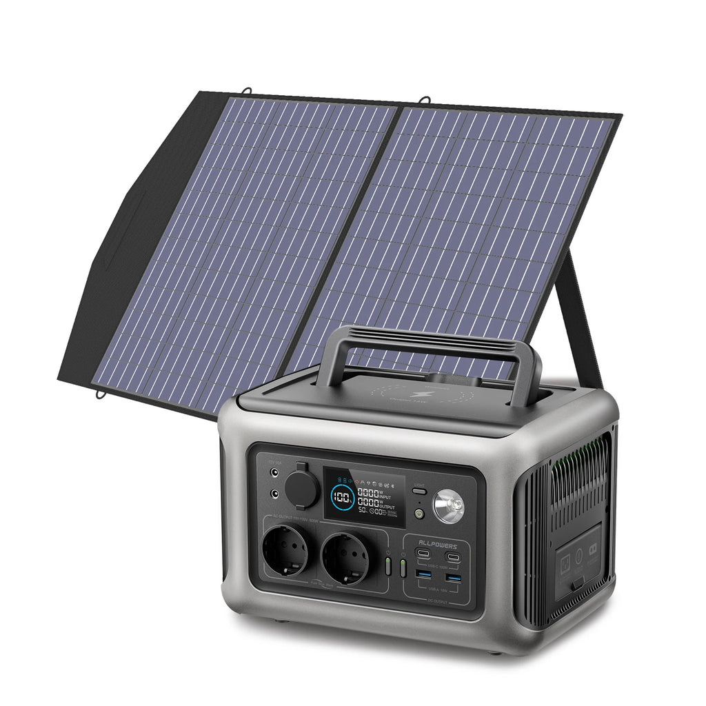 Portable Power Station 600W LiFePO4 with Solar Panel - Tidesmit R600 with 100W Tidesmit