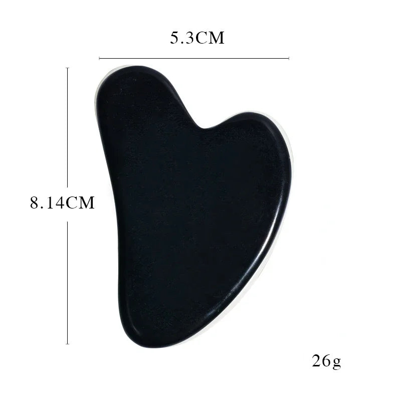 Jade Gua Sha Heart Massage Stone | Tidesmit Premium Facial Tool Back Massage Instrument black Tidesmit