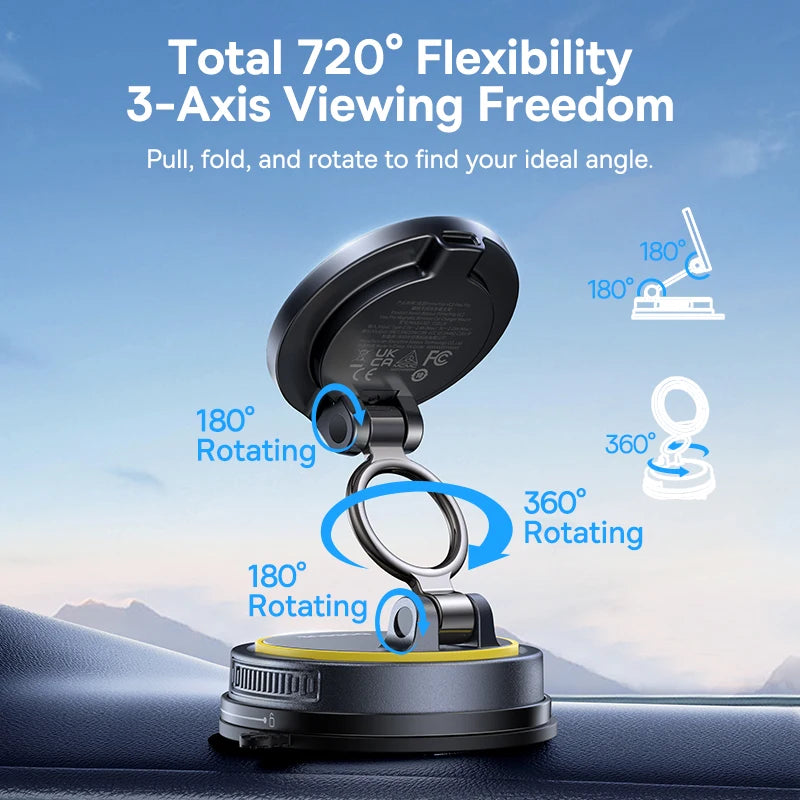Magnetic Car Phone Holder | Silver 360 Rotation MagSafe Compatible Mount Tidesmit