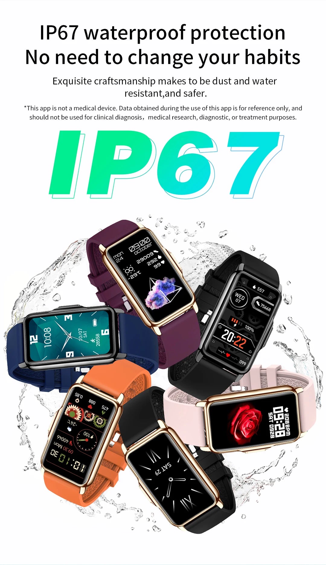 LIGE Smart Watch Men Women Fitness Smart Bracelet Sport Band Heart Rate Blood Pressure Monitor Waterproof Bluetooth Call Watches