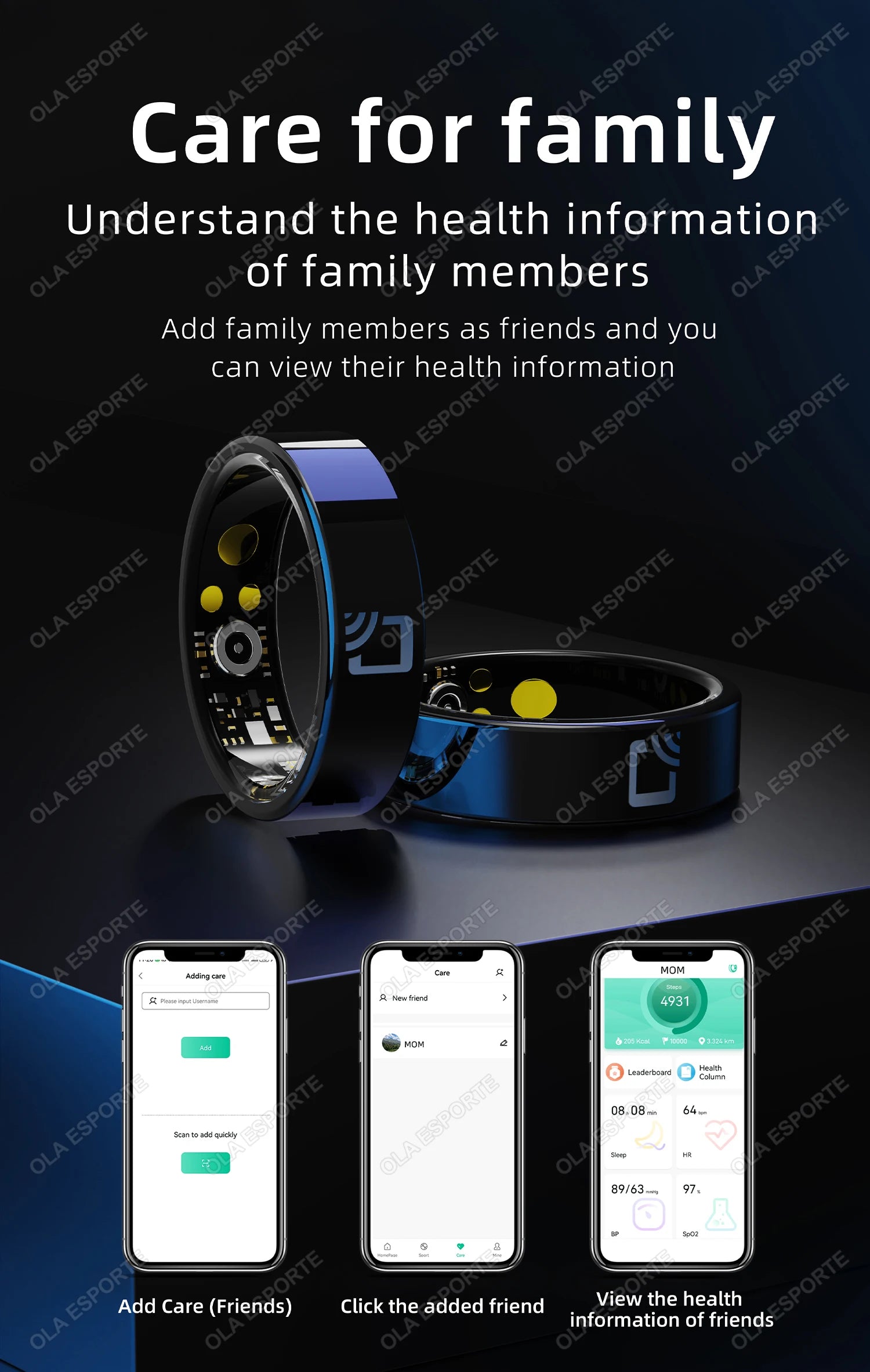 Tidesmit Smart Health Ring: NFC Fitness Tracker & Heart Rate Monitor Tidesmit