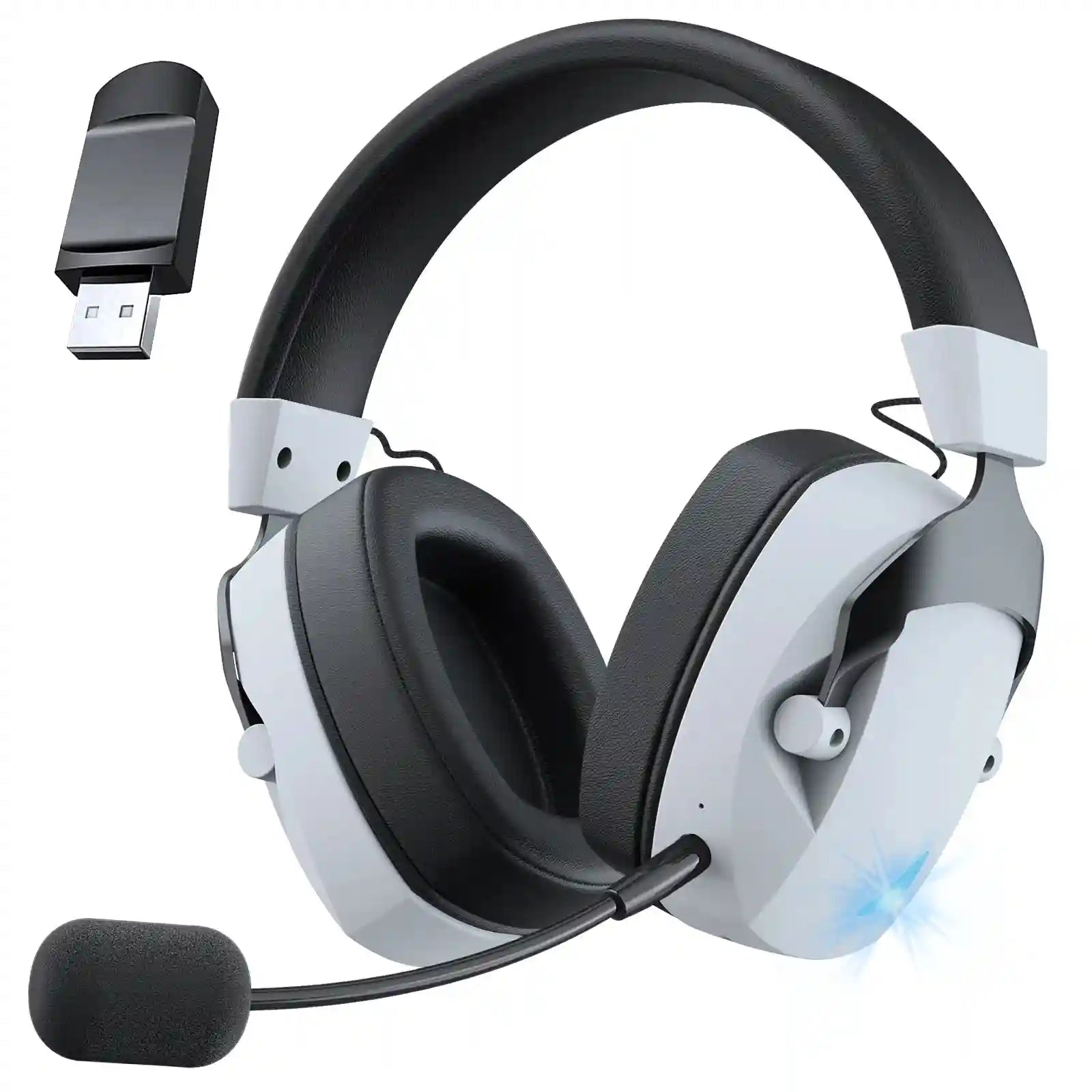 Tidesmit Wireless Gaming Headset with Active Noise Cancellation BlackWhite Tidesmit