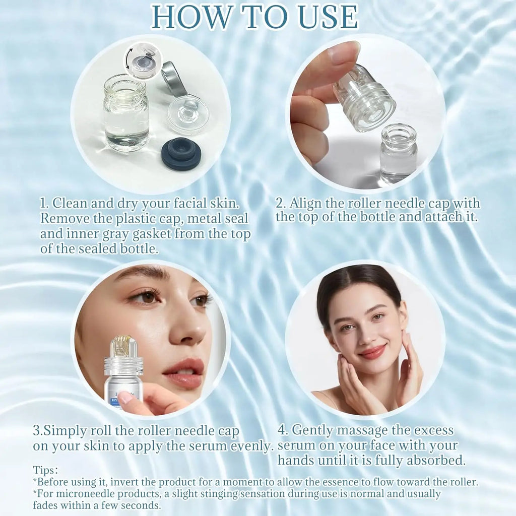Micro infusion serum kit with 0.25mm needle facial roller for at-home skincare and radiant, flawless skin application.