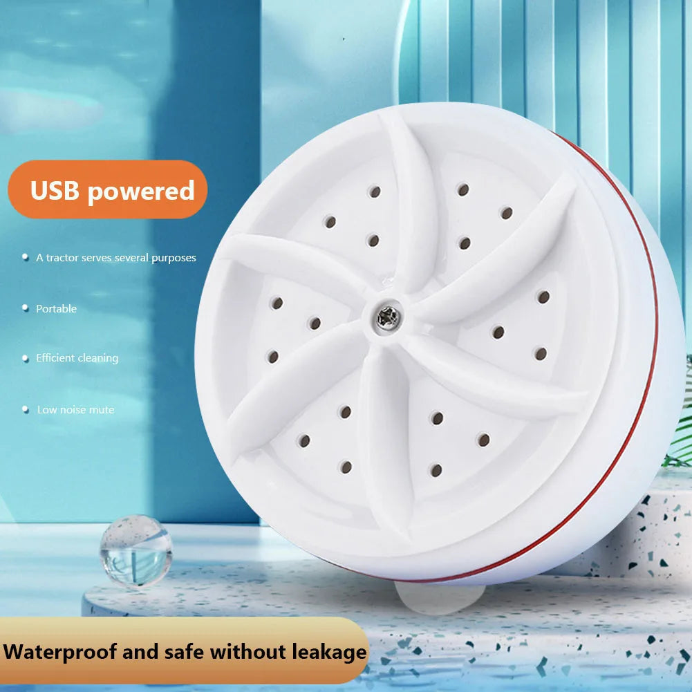 Tidesmit ultrasonic turbo washing machine wheel spinning in water for cleaning socks and underwear, side view 5