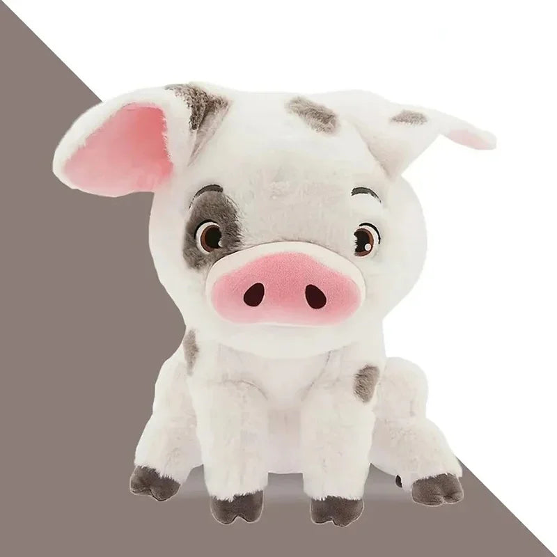 22cm Moana Pua pig plush toy. Soft, cute white spotted stuffed animal for kids' bedrooms or as a huggable gift.