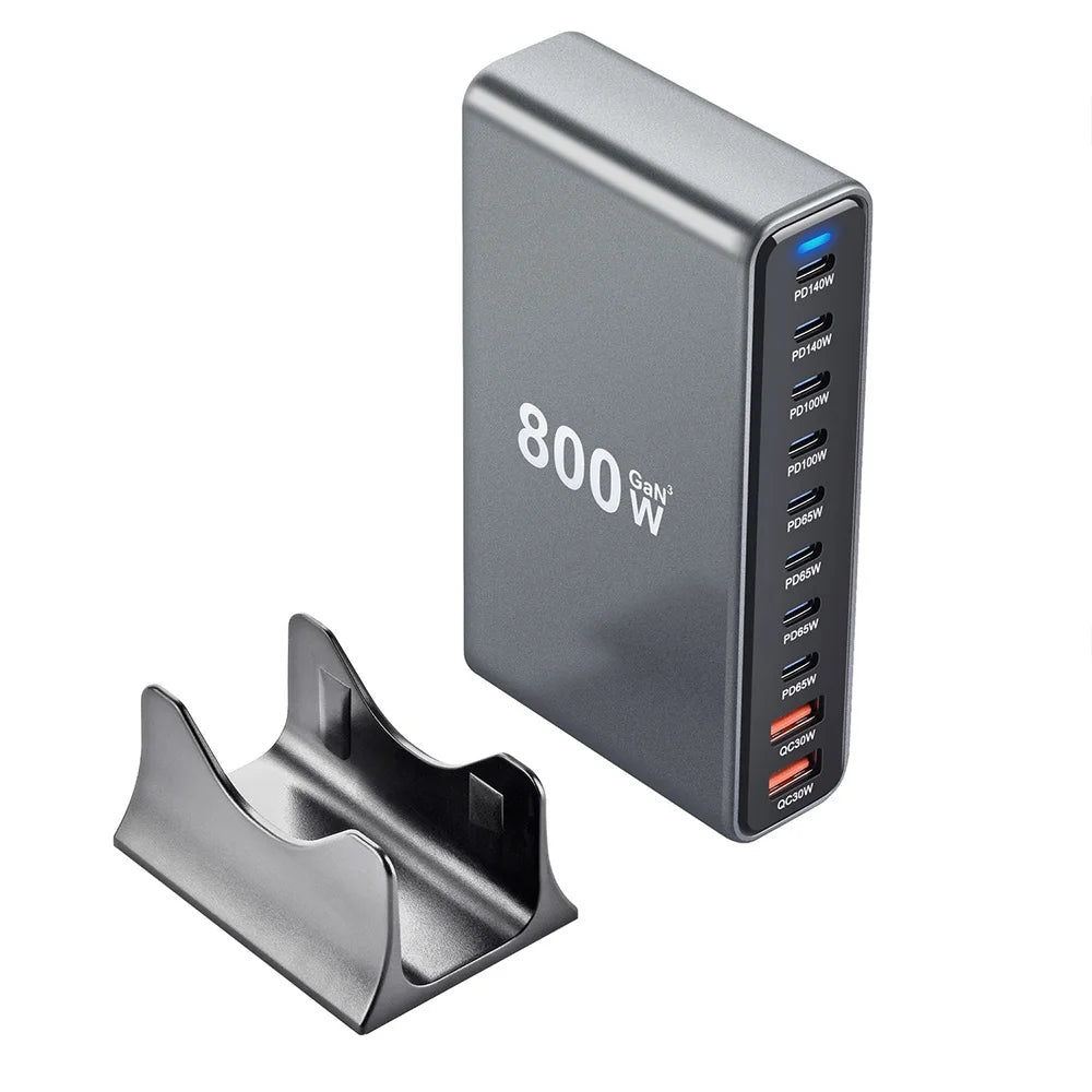 Tidesmit 800W GaN 10-Port USB-C Desktop Charger for Multi-Device Fast Charge Tidesmit