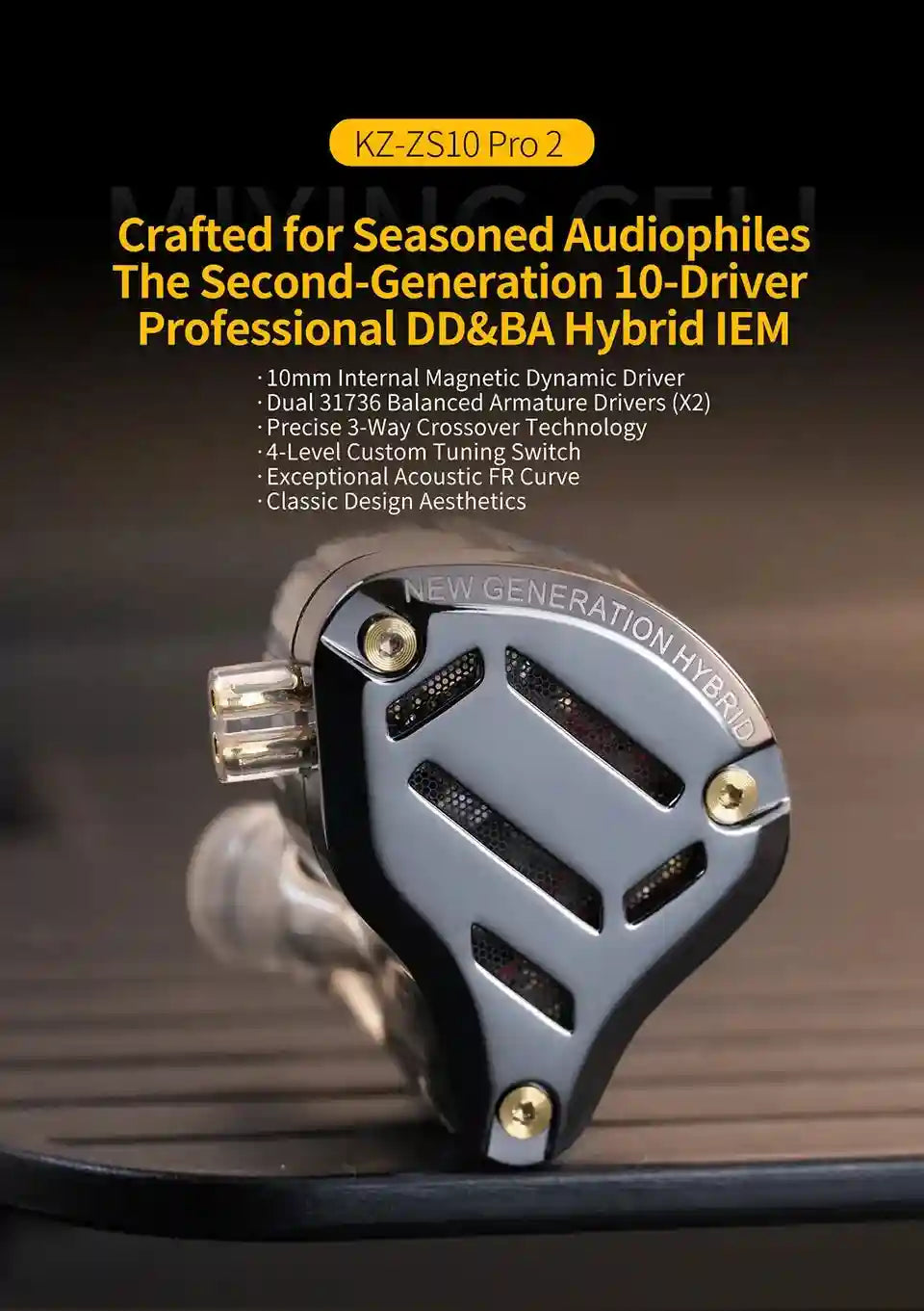 KZ ZS10 Pro 2 HiFi In-Ear Monitors with 4-Level Tuning - Metal Shell Tidesmit