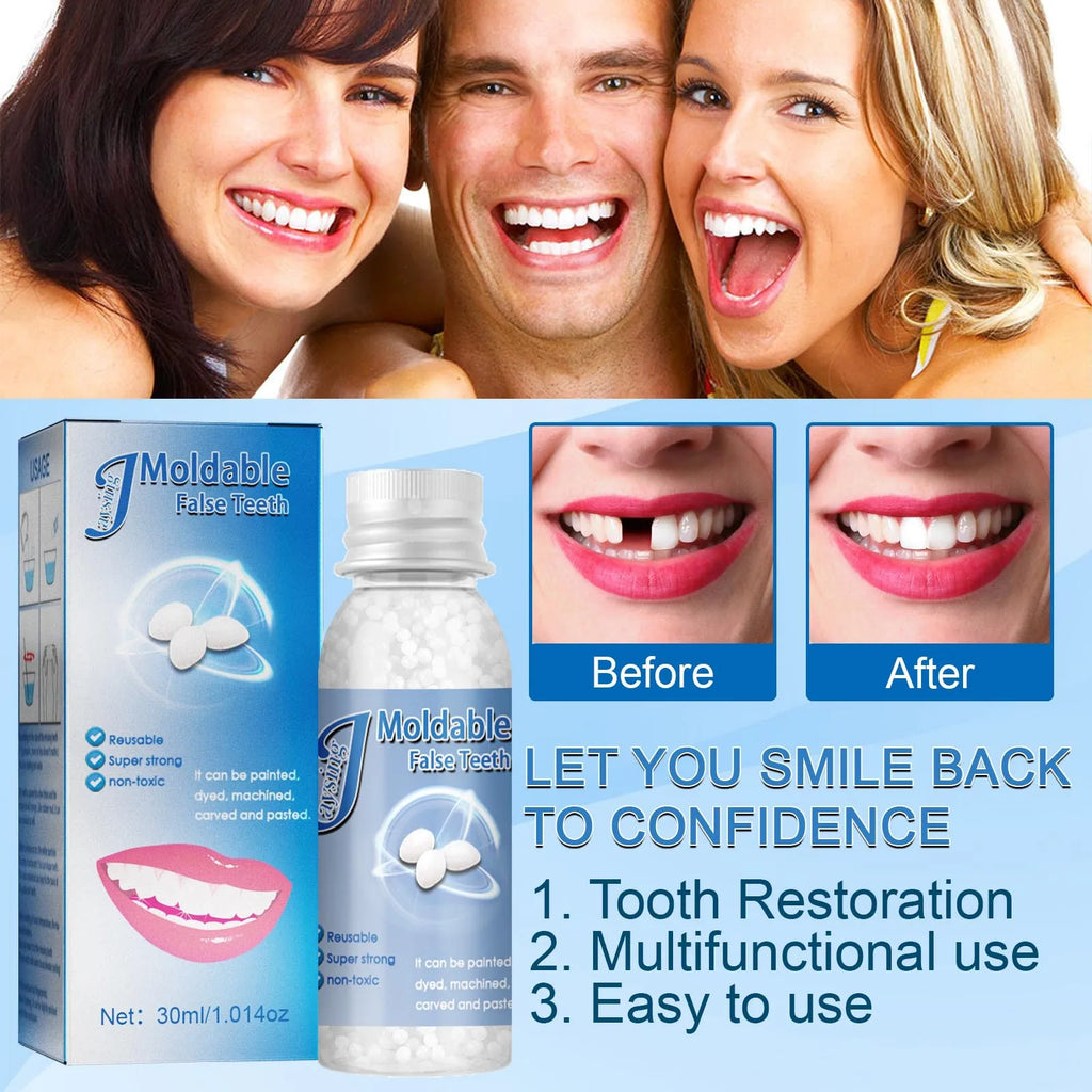 Temporary Tooth Repair Beads | Food Grade Dental Filling Material for Missing Broken Teeth, Denture Adhesive Solid Glue