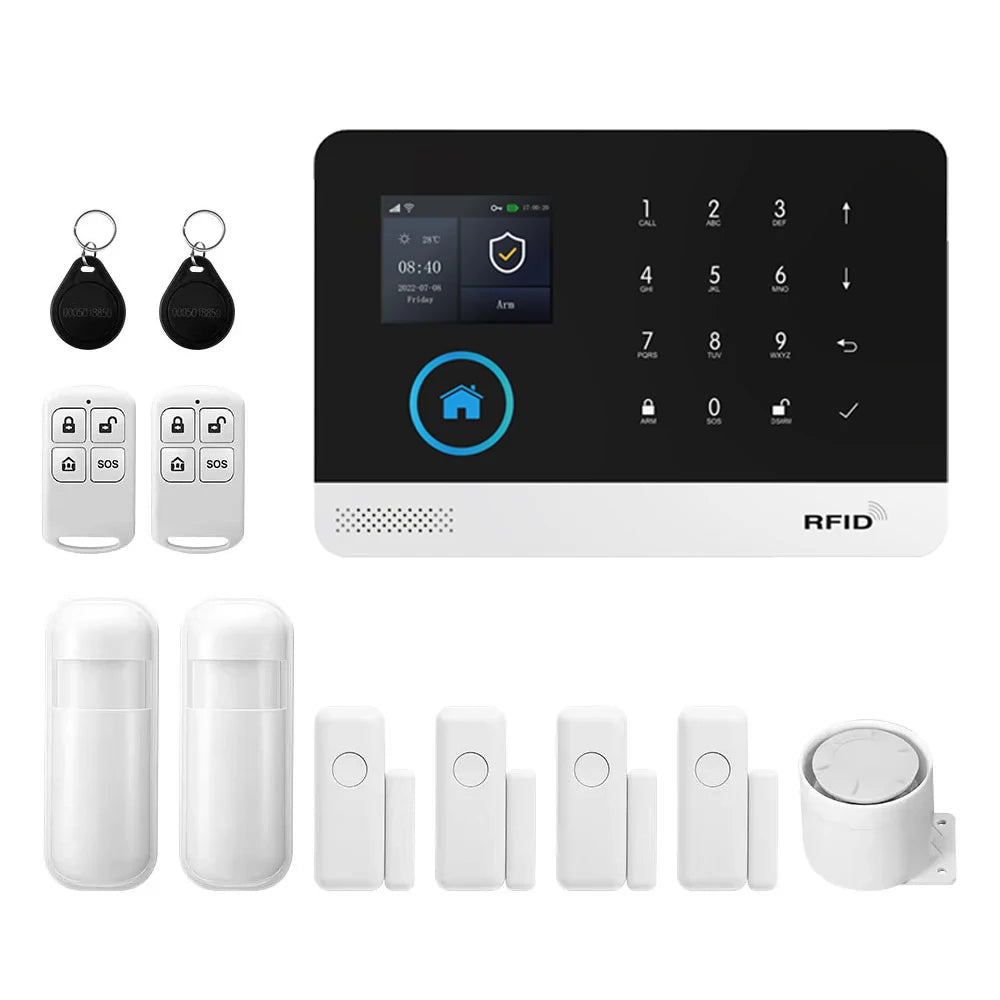 WiFi 4G Home Security Alarm System with Smart Tuya Motion Sensors 4G WiFi Kit C EU Plug Tidesmit