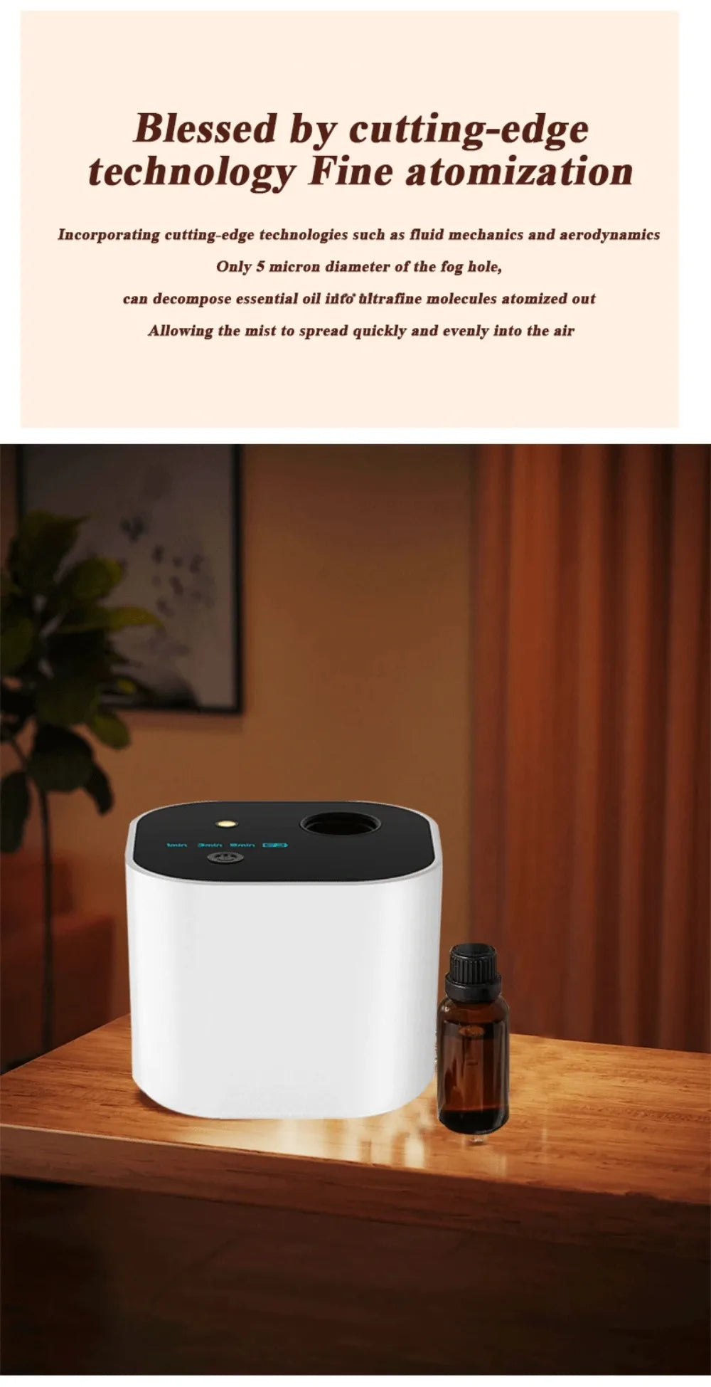 Waterless Essential Oil Diffuser Portable Room Fragrance Diffuser USB Rechargeable Professional Machine Electric Smell for Home