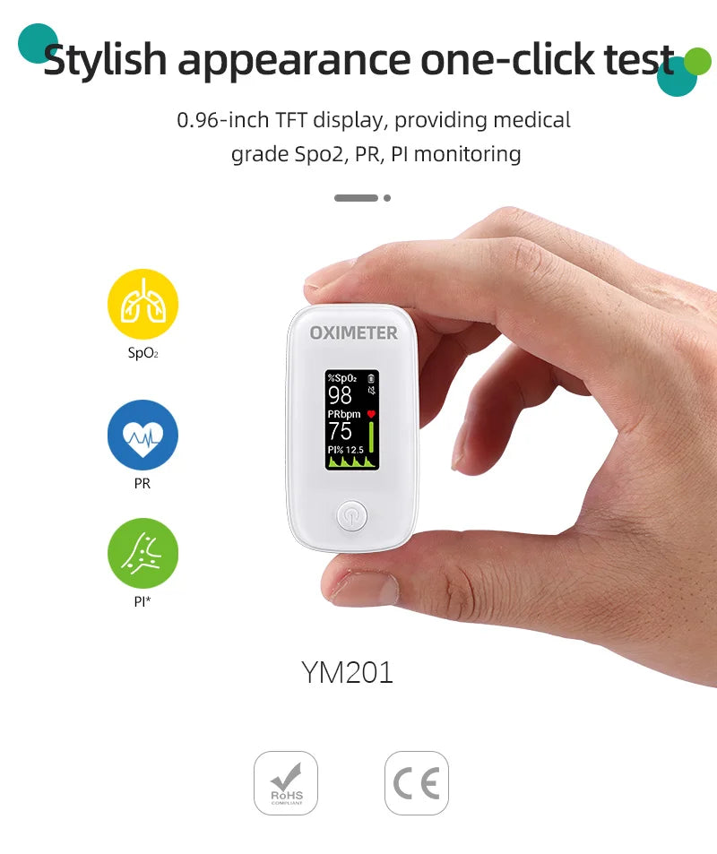 Fingertip Pulse Oximeter, Blood Oxygen Saturation Monitor| O2 Meter, Portable SPO2 & Pulse Rate Monitor