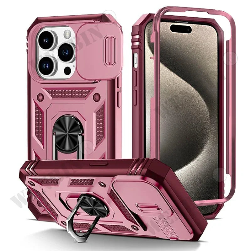 iPhone 16 Pro Max Case with Kickstand and Camera Guard Protection Pink Tidesmit
