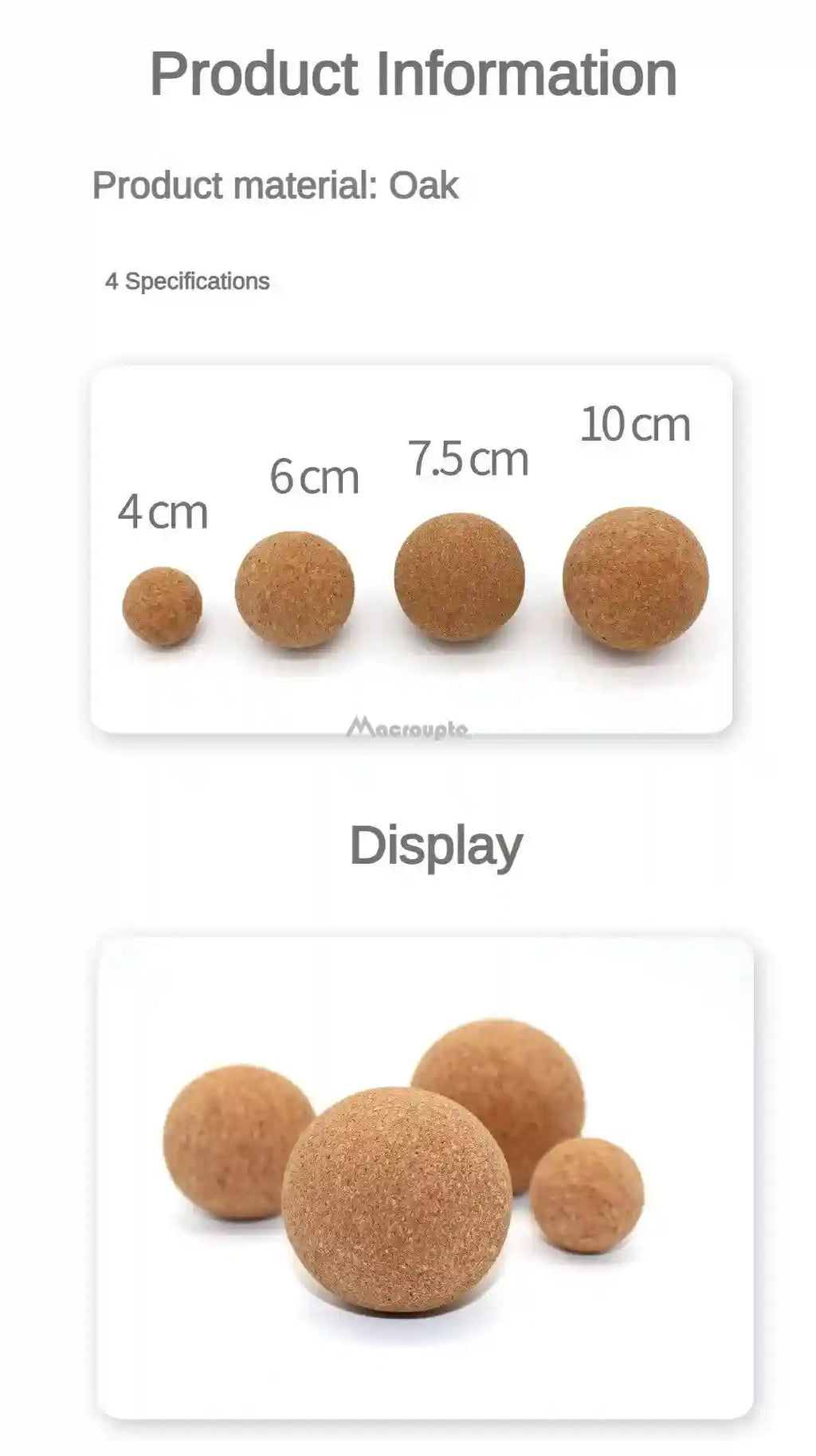 Cork Massage Ball for Deep Tissue Muscle Relief - 5cm, 6cm, 8cm Options Back Massage Instrument Tidesmit