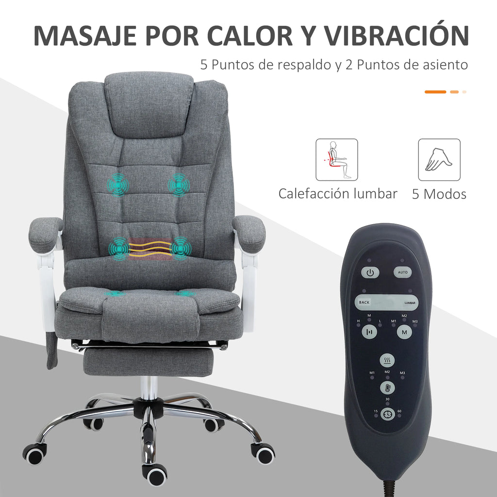 Massage Office Chair with 6 Vibration Points & Heat Therapy - Grey Massage Chairs Tidesmit