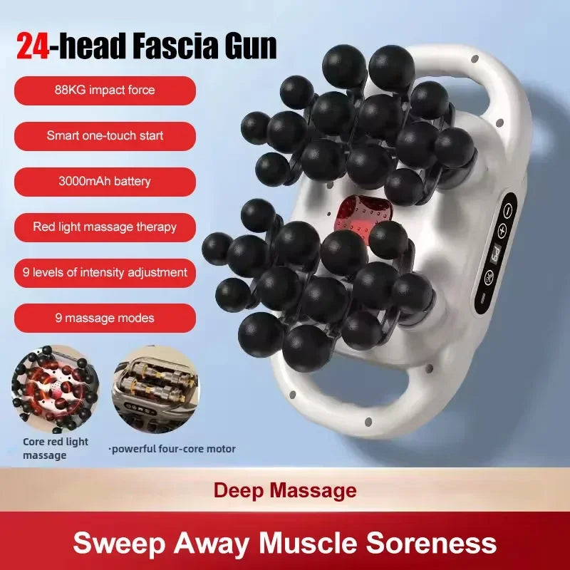 Fascia Gun Deep Tissue Massager - 24 Head Professional Recovery Tool Fascia Gun 24 head-white Tidesmit