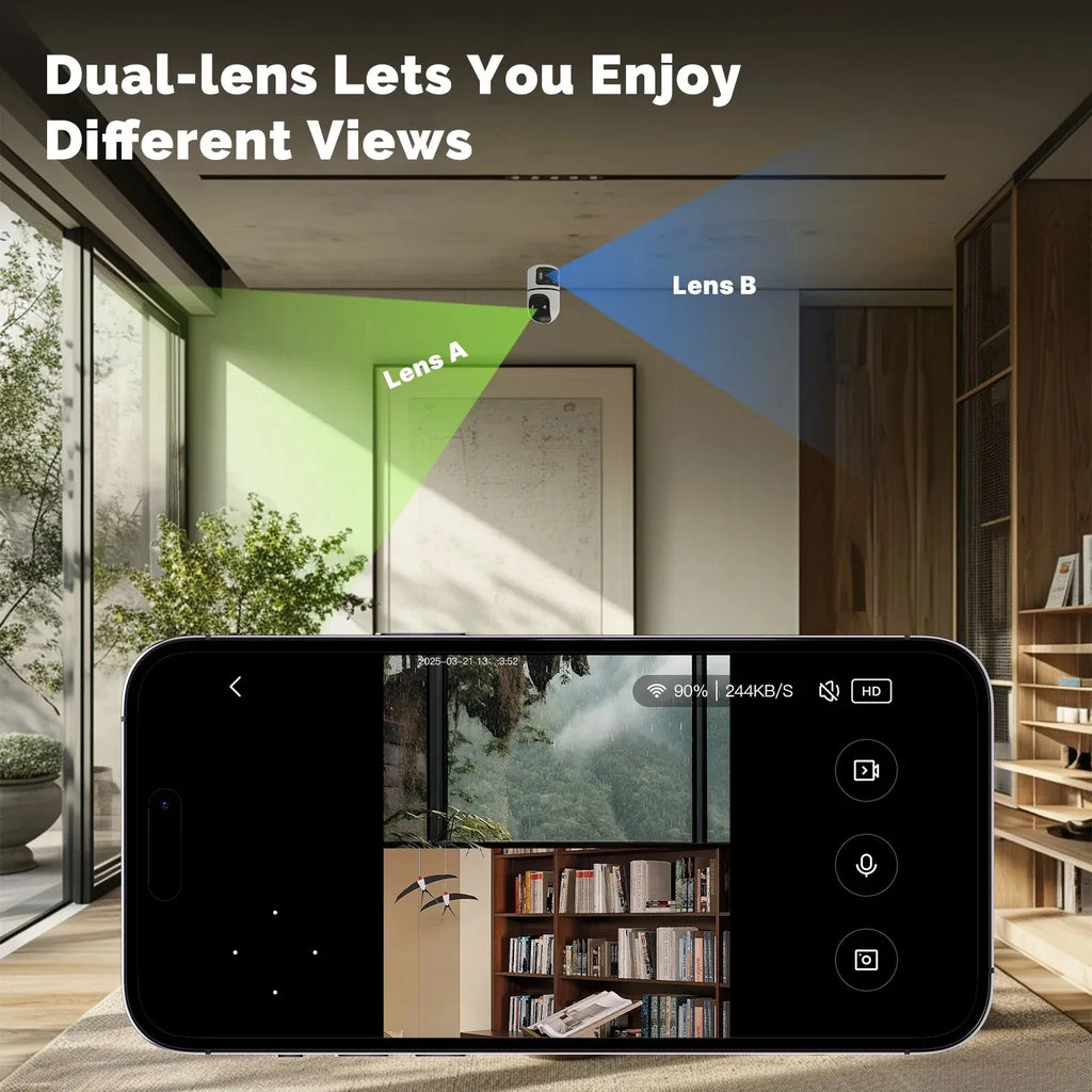 8MP WiFi IP Camera With Adjustable Bracket Dual Lens Security Wireless Surveillance Cameras Onvif 10X Zoom Baby Monitor Mini Cam