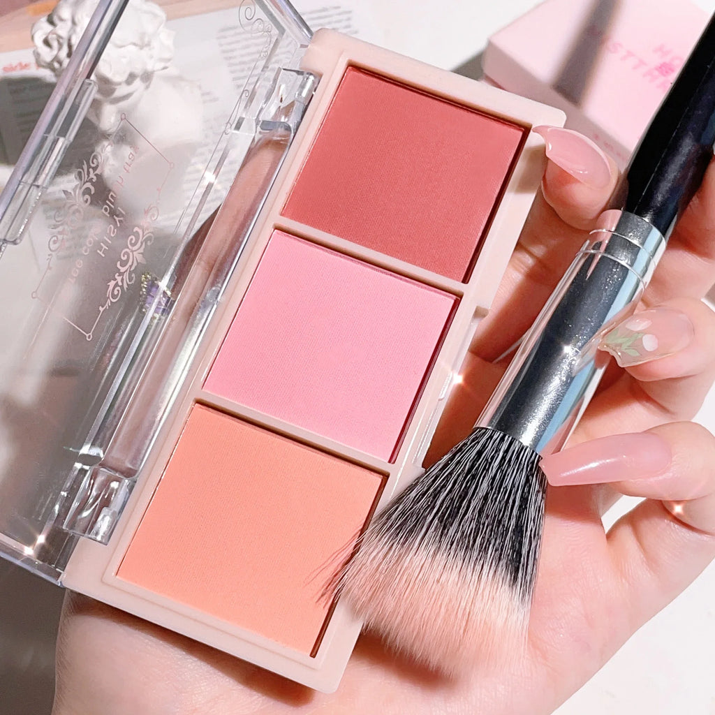 Tidesmit 3-Color Cheek Red Plate for natural nude makeup featuring matte milk tea orange blush and eyeshadow shades
